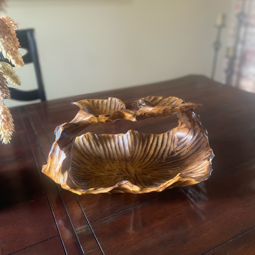 Handcrafted Wooden Leaf Bowl